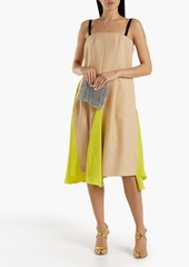 Nina Ricci - Silk-paneled two-tone wool and mohair-blend midi dress - Neutral - FR 42