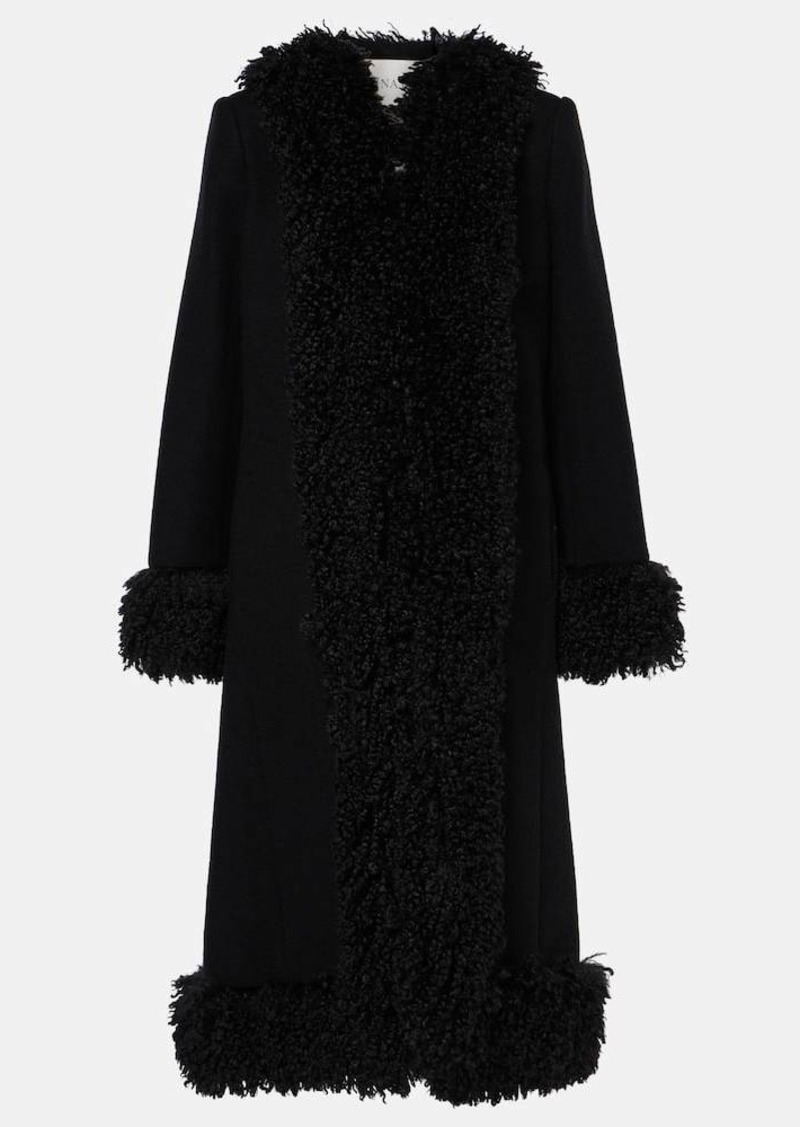 Nina Ricci Faux fur-trimmed wool coat