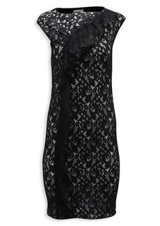Nina Ricci Lace Pattern Knee Length Dress In Black Polyester