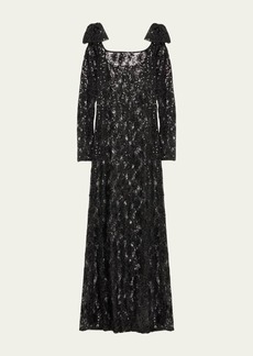 Nina Ricci Lace Sequined Long-Sleeve Gown