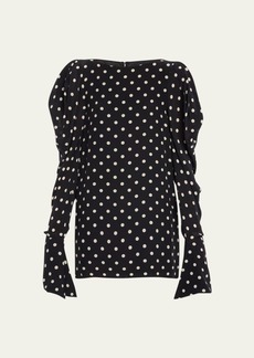 Nina Ricci Polka Dot-Print Puff Sleeve Mini Dress