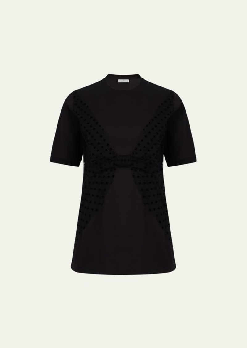 Nina Ricci Polka Dot Tulle Bow Overlay T-Shirt