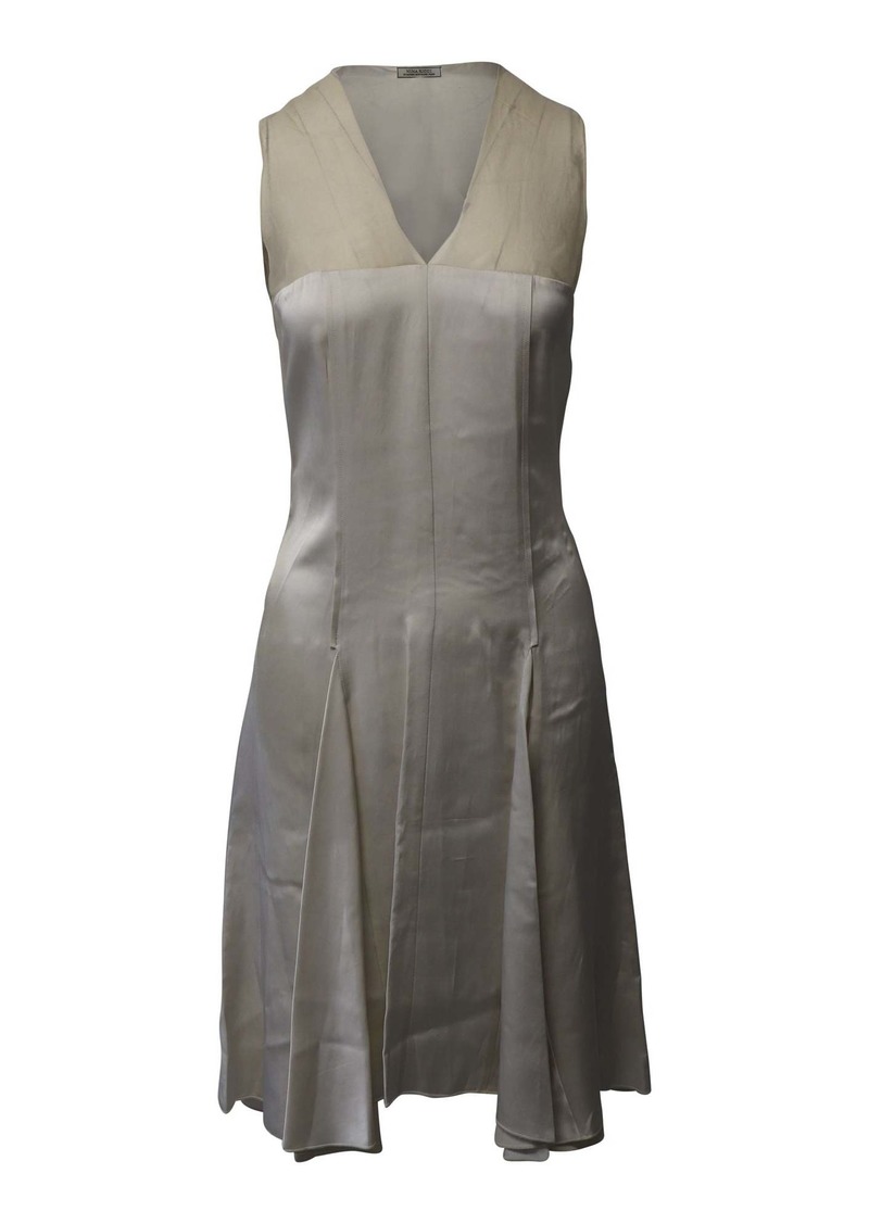 Nina Ricci V-neck Dress in Cream Viscose