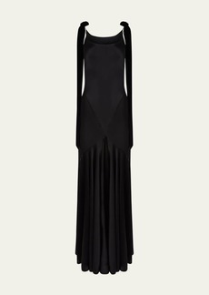 Nina Ricci Velvet Shoulder Strap Satin Gown