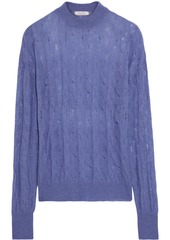 Nina Ricci Woman Distressed Cable-knit Sweater Lavender
