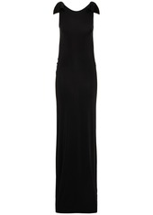 Nina Ricci Open Back Jersey Long Dress W/ Bows