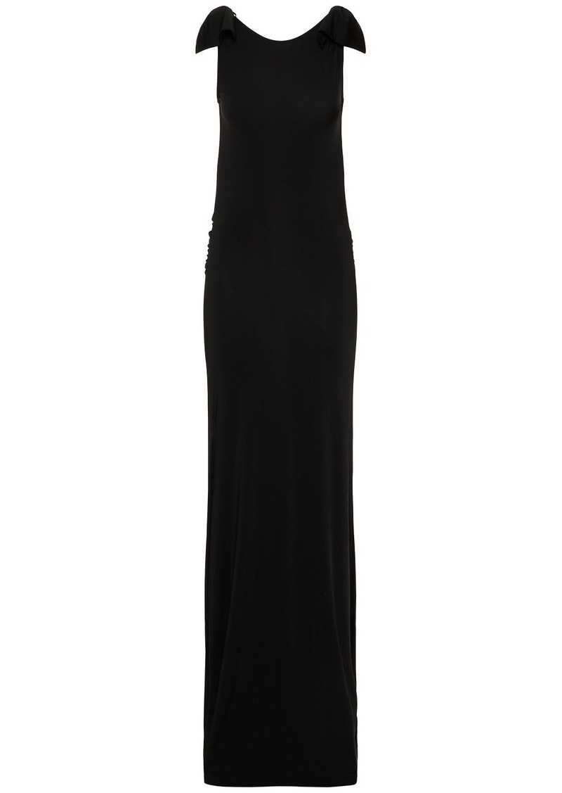 Nina Ricci Open Back Jersey Long Dress W/ Bows