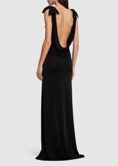 Nina Ricci Open Back Jersey Long Dress W/ Bows