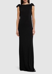 Nina Ricci Open Back Jersey Long Dress W/ Bows