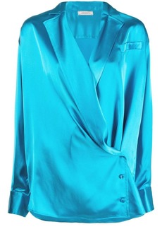Nina Ricci oversized satin-finish wrap shirt