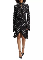 Nina Ricci Polka Dot Crêpe De Chine Cut-Out Midi-Dress