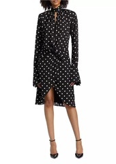 Nina Ricci Polka Dot Crêpe De Chine Cut-Out Midi-Dress