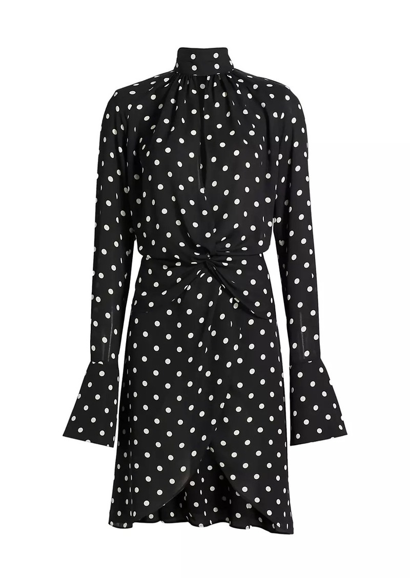 Nina Ricci Polka Dot Crêpe De Chine Cut-Out Midi-Dress