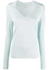 Nina Ricci V-neck long-sleeved T-shirt