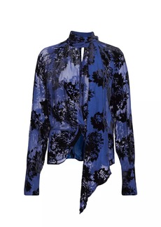 Nina Ricci Velvet Floral Keyhole Blouse