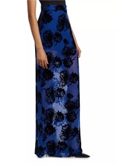 Nina Ricci Velvet Floral Pencil Maxi Skirt