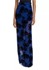 Nina Ricci Velvet Floral Pencil Maxi Skirt