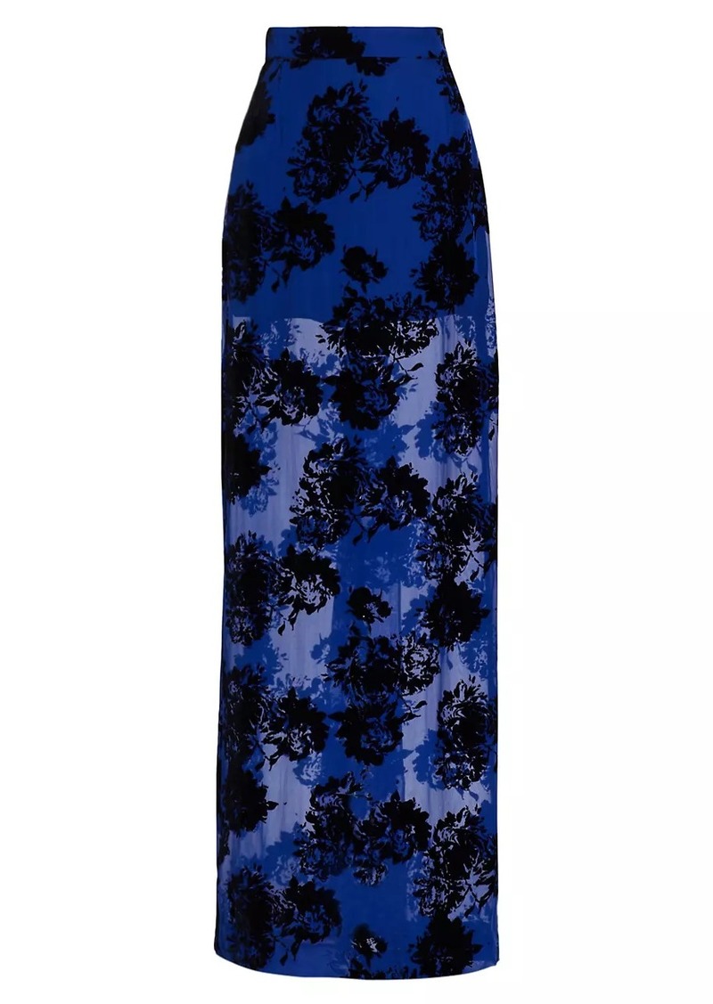 Nina Ricci Velvet Floral Pencil Maxi Skirt