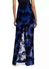 Nina Ricci Velvet Floral Pencil Maxi Skirt