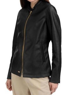 Nine West Café Faux-Leather Racer Jacket In Black