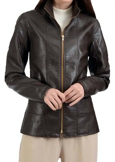 Nine West Classic Racer Leather Jacket In Black