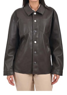 Nine West Faux Leather Shacket In Brown