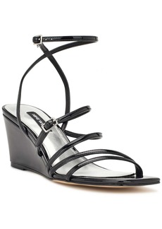 Nine West Keamer Womens Patent Ankle Strap Wedge Sandals