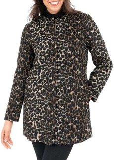 Nine West Leopard Print Wool Blend Coat