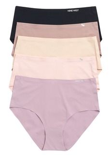 Nine West 5-Pack Bonded High Waist Briefs in Rose/blush/Lilac/fawn at Nordstrom Rack