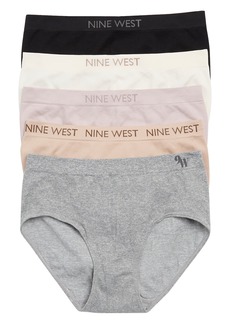 Nine West Assorted 5-Pack Seamless Rib Briefs in Ecru /Rose /Lilac at Nordstrom Rack