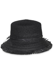 Nine West Black Packable Open Weave Bucket Hat