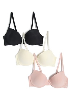 Nine West Bonded Wings 3-Pack Push-Up Bras in Egret/rose Smoke/stretch Limo at Nordstrom Rack