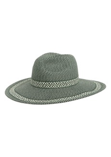 Nine West Mixed Texture Fedora Hat in Green at Nordstrom Rack