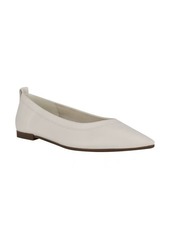 Nine West Raya Pointed Toe Flat in Cream Leather at Nordstrom