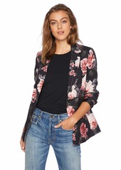 NINE WEST Women's 1 Button Notch Collar Floral Printed Crepe Jacket