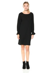 NINE WEST Women's 3/4 Crepe Shift Dress with Smocking Detail at Sleeve