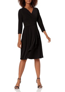 NINE WEST Women's 3/ Sleeve Ruched Dress