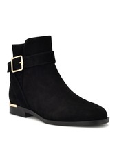 Nine West Women's Alleva Almond Toe Casual Ankle Booties - Black Suede