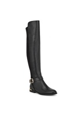 Nine West Women's Andone Round Toe Over The Knee Casual Boots - Black- Faux Suede