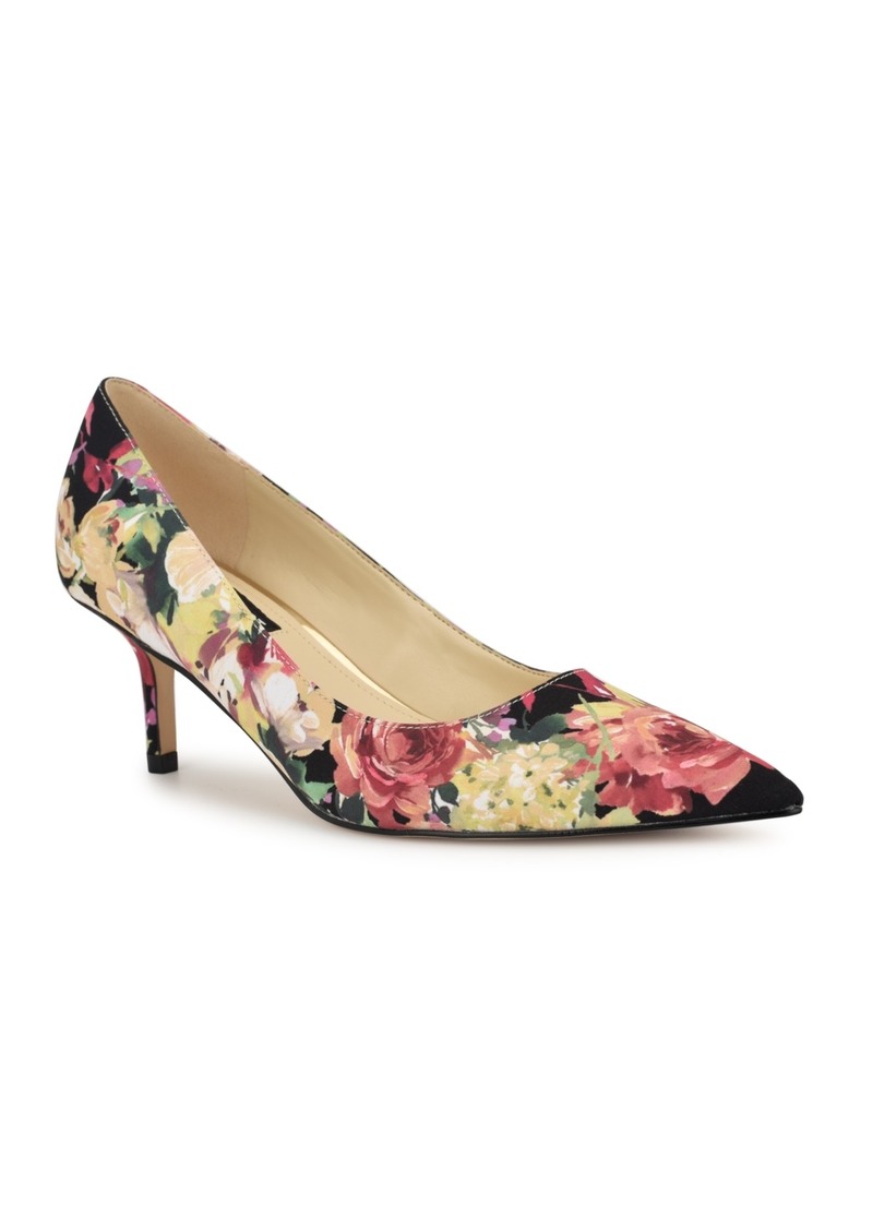 Nine West Women's Arlene Kitten Heel Pointy Toe Pumps - Black Fall Floral Multi