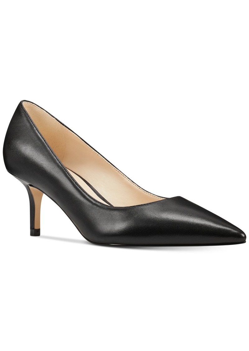 Nine West Women's Arlene Kitten Heel Pointy Toe Pumps - Black - Leather