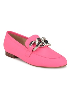 Nine West Women's Aspyn Slip-On Round Toe Flat Dress Loafers - Neon Pink - Faux Leather