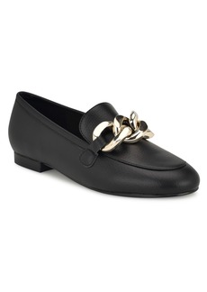 Nine West Women's Aspyn Slip-On Round Toe Flat Dress Loafers - Black - Faux Leather