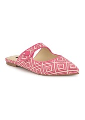 Nine West Women's Barbra Pointy Toe Slip-On Flat Mules - Pink, White - Textile