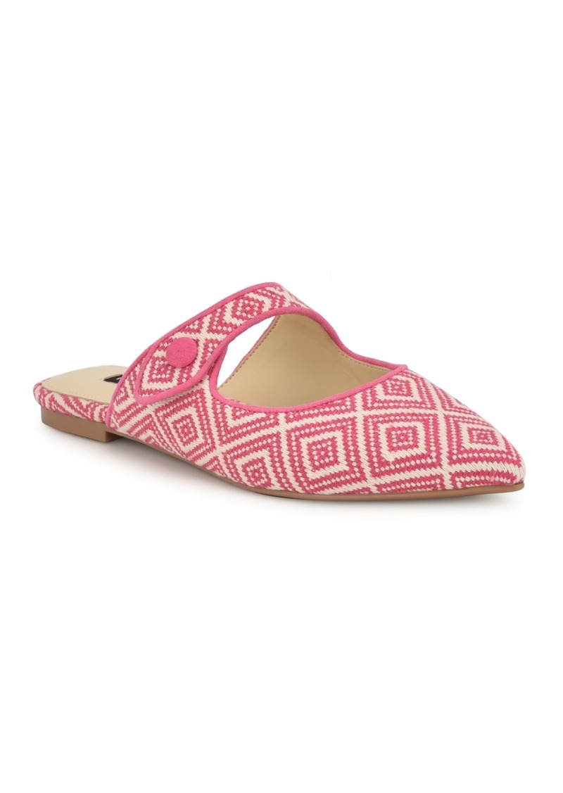 Nine West Women's Barbra Pointy Toe Slip-On Flat Mules - Pink, White - Textile
