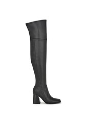 Nine West Women's Begone Block Heel Over the Knee Dress Boots - Black Smooth- Faux Leather