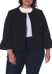 NINE WEST Women's Bell Sleeve Open Front Crepe Jacket