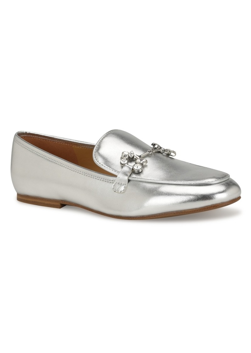 Nine West Women's Bennit Slip-On Round Toe Dress Loafers - Silver