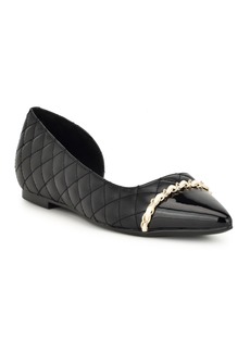 Nine West Women's Breza Slip-On Pointy Toe Dress Flats - Black Multi - Faux Leather and Faux Pate