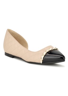 Nine West Women's Breza Slip-On Pointy Toe Dress Flats - Light Natural Multi - Faux Leather and F